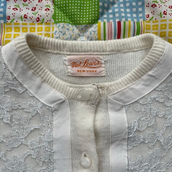 Vintage 1950s Lace Cardigan Sweater‎ by Nat Lewis // Size Small - Picture 2 of 6
